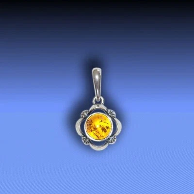 Ambra Rimorchio Im Nobile Design Ø Circa 15 MM IN 925 Argento Prese - Immagine 1 di 2