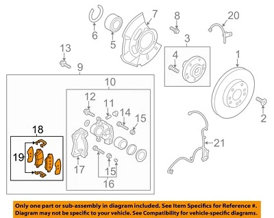 Pastillas de freno delanteras HYUNDAI OEM 13-15 Veloster 581012VA20 Foto 1 de 2