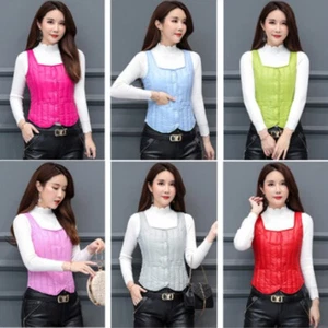 Women Duck Down Waistcoat Short Vest Coat Eiderdown Outerwear Puffer Jacket - Picture 1 of 15