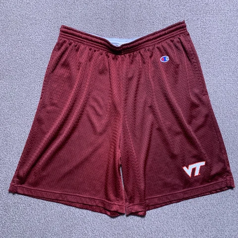 Champion Shorts XL VT Virginia Tech Pull On Drawstring Red Burgundy Cover