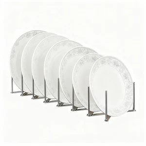 Adjustable Stainless Steel Plate Storage Rack, Space-saving Pot Lid Holder - Picture 1 of 8