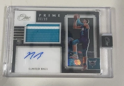 2020-21 One and One LaMelo Ball Prime Rookie Jersey Auto  RC #/99Hornets - Image 1 of 2