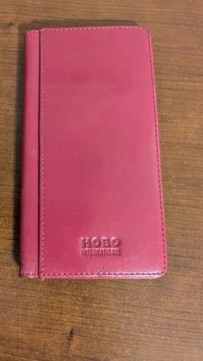 Billetera de chequera/CC/efectivo vintage HOBO International de cuero fucsia doble pliegue Foto 1 de 4