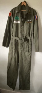 Vintage Military Coveralls S/M fit Vietnam belted US Army Patches named OG - Picture 1 of 11