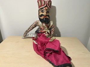 Antike indische Krieger Holz und Stoff Marionette Puppe Hängedeko gruselig - Bild 1 von 11