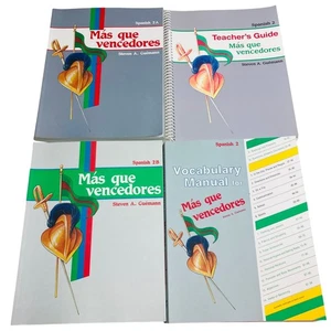 Abeka Spanish 2 Set Mas Que Vencedores 2A/2B, Vocabulary Manual & Teachers Guide - Foto 1 di 4