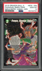 Tarjeta Dragon Ball Paragus Rampage Trigger SPR Foil Destroyer Kings PSA 10 - Imagen 1 de 2