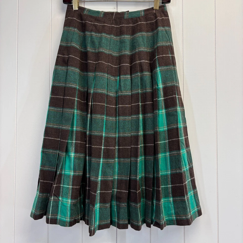 Falda midi plisada a cuadros escoceses escoceses vintage para mujer Academia Heritage talla S años 60 70 Foto 1 de 4