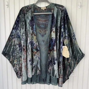 One World Kimono Velluto 3X Open Teal Gypsy Festival Capriccioso Fata Eterea - Foto 1 di 18