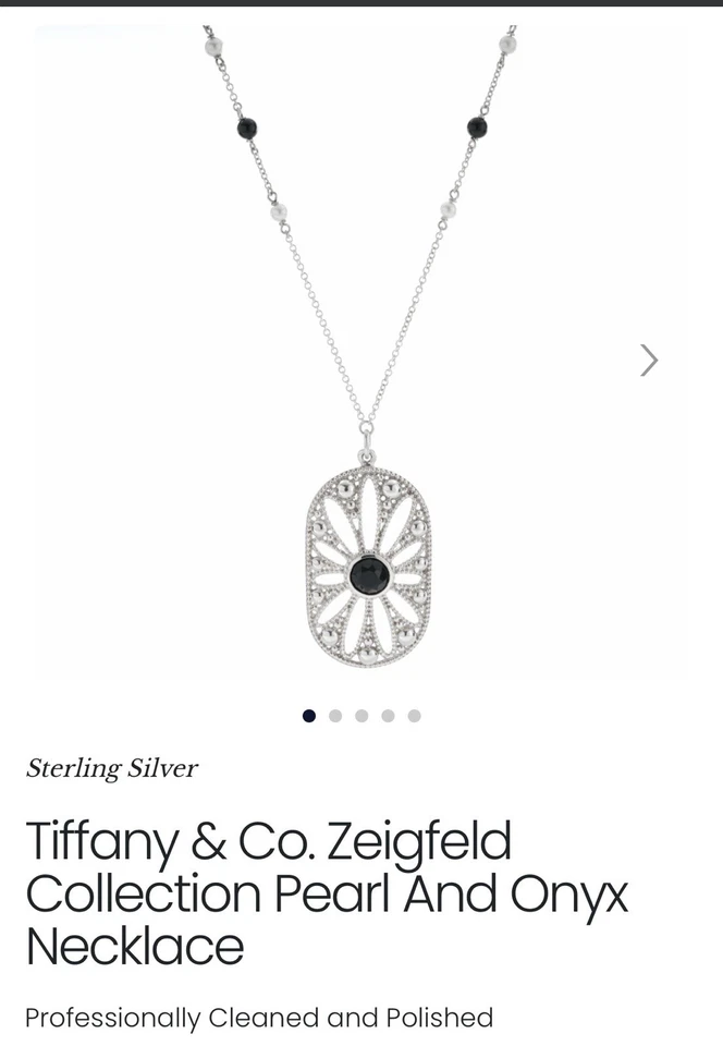 Collar Tiffany & Co. Colección Zeigfeld Perlas y Ónix Plata de Ley 925 Foto 1 de 4