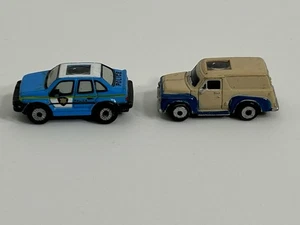 Lot of 2 Micro Machines Galoob 90s Private Eyes Vehicles Panel Truck Police Car - Picture 1 of 7