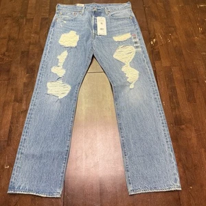 Levi’s Men’s 501 Original Fit Ripped Jeans Distressed Medium Wash Size 34X32 NWT - Picture 1 of 12