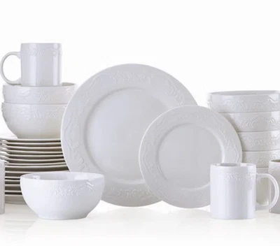 Pfaltzgraff Embossed Charlotte 32-Pc Porcelain Dinnerware Set Service for 8 - Image 1 of 2