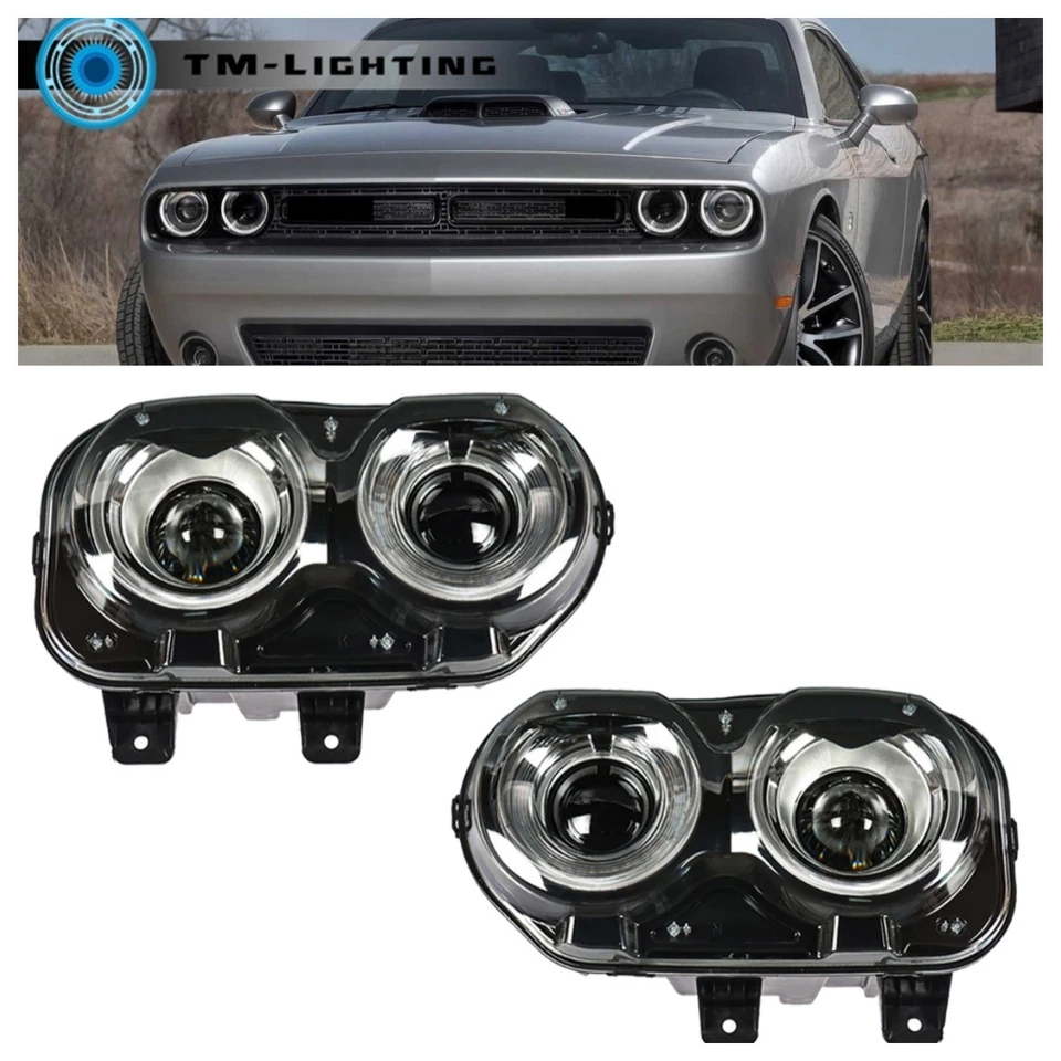 Par de faros halógenos LED DRL para Dodge Challenger 2015 2016 2017 18 Foto 1 de 4