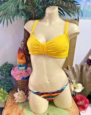 NUEVO CON ETIQUETAS-TALLA M CHEEKY KIKIRIO CUERDA BIKINI PARTE INFERIOR-TALLA L/C COPA AMARILLO BISOU BISOU PARTE SUPERIOR Foto 1 de 4