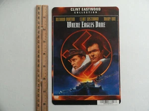 WHERE EAGLES DARE CLINT EASTWOOD - BLOCKBUSTER VIDEO BACKER CARD 5"X8" NO MOVIE - Picture 1 of 3