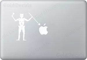 Blackbeard Skeleton - Apple Laptop Decal Bumper Sticker Pirate Window Sticker - Picture 1 of 2
