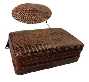 Zigarre Humidor Etui tragbar Zedernholz Leder Reise Humidor Luftbefeuchter - Bild 1 von 6