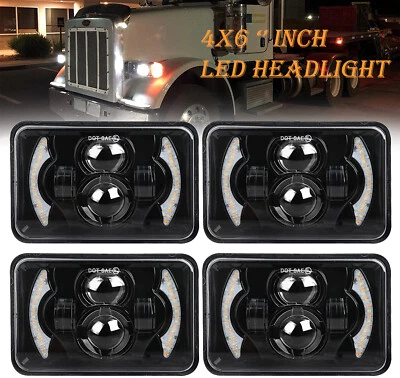 Faros LED DRL 4x6" para Kenworth T800 Freightliner FLD120 Peterbilt 379 378 Foto 1 de 4