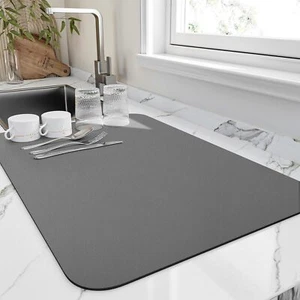 Dish Drying Mat for Kitchen Counter, Heat Resistant Drainer Mats with Non-slip R - Picture 1 of 2