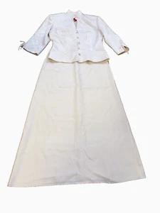 JS Collection Formal Gold Ivory Brocade Rhinestone 3-Pc Top Skirt Suit Set 4P - Picture 1 of 24