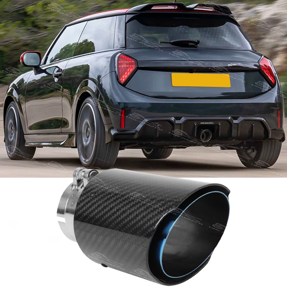 For Mini Cooper Carbon Fiber 2.5" Inlet 3.5" Outlet Exhaust Tip Tailpipe Muffler - Image 1 of 4
