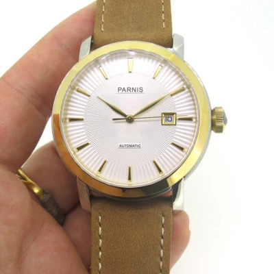 Reloj pulsera informal automático Miyota 42 mm Parnis esfera blanca zafiro 21 joyas para hombre Foto 1 de 4