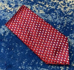 Corbata de seda Jhane Barnes roja azul plateada púrpura lunares hecha a mano en Italia - Imagen 1 de 5