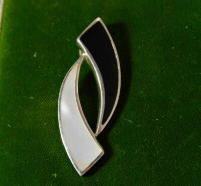 Onice Nera Bianco Yin Yang Argento Sterling Slide Stile Pendente CB 67 - Immagine 1 di 4