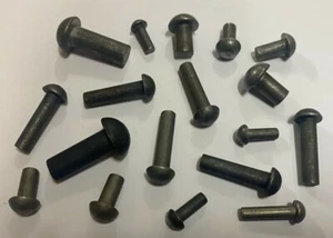 100 No, cabeza de copa, sólido, remache de acero, 3/8" de diámetro x 1/2" de largo. - Imagen 1 de 2