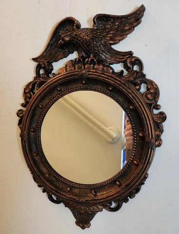 Vintage 50s Dart Federal Eagle Coppercraft Guild Round Porthole Mirror 4007 A Cover