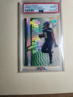 2022 Panini Illusions KENNETH WALKER III-Illusionists Emerald #I-14 (RC) PSA 10 - Image 1 of 2