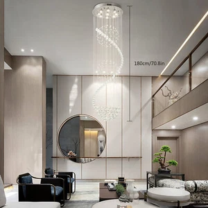 9 LED Modern Luxury Crystal Ceiling Light Spiral Rain Drop Pendant Lamp Fixture - Picture 1 of 11