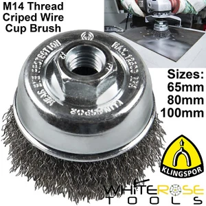 Klingspor Crimped Wire Cup Brush 65 80 100mm M14 Steel Metal Rust Paint Remover - Imagen 1 de 5