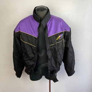 Vintage 80s BMW Motorrad Jacket 42 L Purple Black Pads Race Ride West Germany - Picture 1 of 21