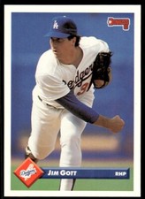 1993 Donruss Baseball Card Jim Gott Los Angeles Dodgers #670