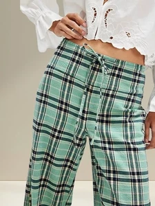 Free People Hose Hudson Canyon kariert lässig weites Bein Hose - Small - UVP 88£ - Bild 1 von 16