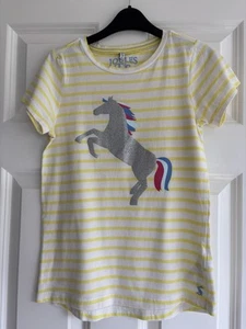 Joules Unicorn Sparkly Motif Yellow/White T Shirt 9/10 Yrs - Picture 1 of 5