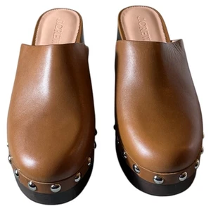 Zueco plataforma cuero J.Crew caramelo profundo talla 11 tachonado mula sin cordones nuevo - Imagen 1 de 10