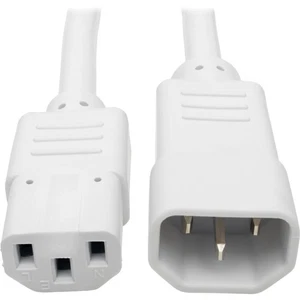 Tripp Lite 3ft Heavy Duty Power Extension Cord 15A 14 AWG C14 C13 White 3' - Picture 1 of 6