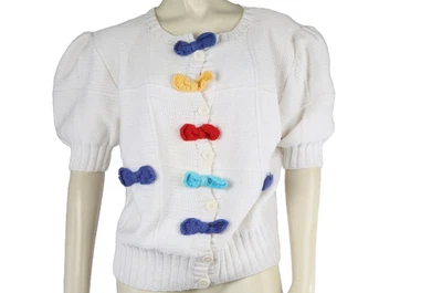 Suéter BEREK Vintage Tejido a Mano 100% Algodón Con Botones Diseño de Lazo de Dos Agujas Foto 1 de 4