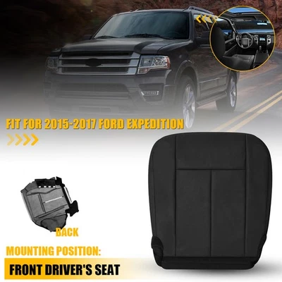 Front Bottom Driver Leather Seat Cover Black For 2015 2017 2016 Ford Expedition - Image 1 of 4
