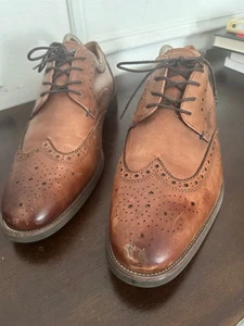 Zapatos Florsheim Para Hombre Talla 12M Marrón Oxford Brogue Punta de Ala Con Cordones Perforados - Imagen 1 de 9