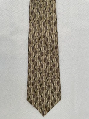 Corbata Stafford Rayas Ondulada Marrón Taupe Marfil Seda Foto 1 de 3