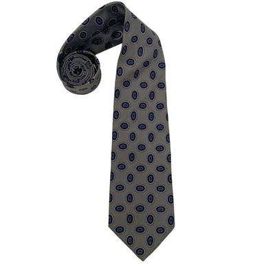 Izod 领带绿色蓝色椭圆形图案复古 57 x 3.5 英寸丝绸 — 第 1/3 张图片