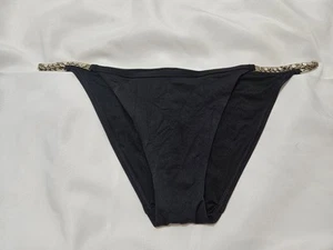 CALVIN KLEIN, DAMEN SCHWARZ NYLON BL SEITENKETTE BIKINI UNTERTEIL, GR. M - Bild 1 von 6
