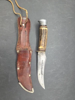 Vintage Brand 496 Buffalo Skinner Fixed Blade Knife Sheath Solingen Germany - Image 1 of 4