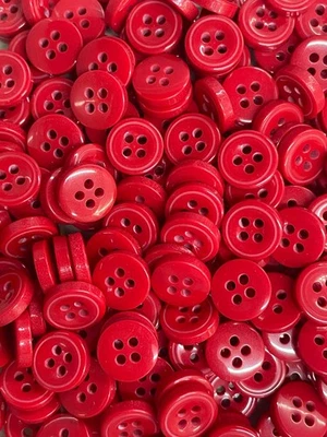 4 Hole RED Buttons Used in Sewing, Tailoring, Shirts, Tshirts, Dress - Image 1 of 4