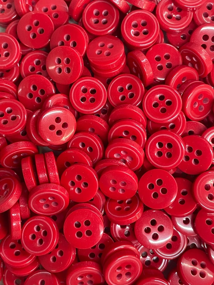4 Hole RED Buttons Used in Sewing, Tailoring, Shirts, Tshirts, Dress - Image 1 of 4