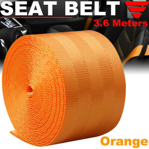3.6M Orange Car Seat Belt Webbing Safety Polyester Strap Seat Lap Retractable